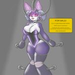 anthro big_breasts bodily_fluids brainwashing breasts choker clothing colored drone drooling electronics female for_sale fur generation_8_pokemon hands_restrained headgear headphones headset hi_res horn hypnosis indeedee jewelry leotard machine mind_control necklace nintendo open_mouth open_smile pokemon pokemon_(species) purple_body purple_fur quickcast red_eyes restrained restrained_legs saliva smile solo thick_thighs tongue tongue_out white_body white_fur