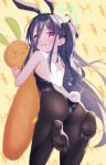  &lt;key&gt;_(blue_archive) 1girl absurdly_long_hair absurdres animal_ears ass black_hair black_leotard black_pantyhose blue_archive clenched_teeth fake_animal_ears fake_tail from_behind green_halo halo highres leotard long_hair looking_at_viewer looking_back one_side_up pantyhose rabbit_ears rabbit_tail red_eyes ringed_eyes soles solo strapless strapless_leotard supersugar tail teeth toes very_long_hair 