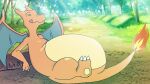 ambiguous_gender charizard feral fire forest forest_background generation_1_pokemon licking licking_lips log lying_on_ground nature nature_background nintendo plant pokemon pokemon_(species) solo tapirclip tongue tongue_out tree vore wood