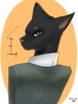 anthro black_body black_fur blue_eyes clothing domestic_cat eye_contact felid feline felis female first_person_view fur hi_res looking_at_another mammal rizal_ok solo worker