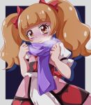  1girl aisaki_emiru breath cold_breath diamond_(shape) hugtto!_precure implied_yuri precure purple_scarf scarf shishinon 
