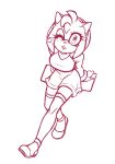 &lt;3 accessory amy_rose anthro boots clothing dress eulipotyphlan female footwear hair_accessory hairband hedgehog hi_res kissy_face legwear line_art looking_at_viewer mammal niranna one_eye_closed sega sitting smile solo sonic_the_hedgehog_(series) thigh_boots thigh_highs wink