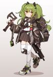  1girl amonitto axe backpack bag black_coat black_gloves black_necktie black_skirt blush breasts calico_m950 chest_harness closed_mouth coat earpiece fingerless_gloves full_body girls&#039;_frontline gloves green_hair gun harness holding holding_axe holding_gun holding_weapon id_card knee_pads long_hair looking_at_viewer m950a_(girls&#039;_frontline) necktie open_clothes open_coat orange_eyes pouch sailor_collar school_bag shirt shoes single_knee_pad skirt small_breasts sneakers solo thighhighs torn_clothes torn_thighhighs trigger_discipline walking weapon white_shirt white_thighhighs 