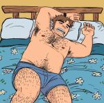  1boy armpit_hair arms_up bara beard_stubble bed belly blue_male_underwear boxers brown_hair drooling fat feet_out_of_frame forked_eyebrows get_yourself_a_fat_fuck_(meme) hairy large_pectorals leg_hair long_sideburns lying male_focus male_underwear meme navel_hair null_(mr_not_null) on_back pectorals plump scott_pilgrim_(series) scott_pilgrim_takes_off short_hair sideburns sleeping solo sparse_stubble stephen_stills stomach textless_version thick_chest_hair thick_eyebrows topless_male underwear very_hairy 