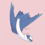  animal_focus artist_name bird_tail blue_skin claws colored_skin commentary_request highres iwasi_29 latios multicolored_skin no_humans pink_background pokemon pokemon_(creature) red_eyes simple_background sparkle tail twitter_username two-tone_skin white_skin wings 