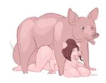 absurd_res bestiality big_breasts breasts cressalias demon domestic_pig feral hi_res large_brea mammal suid suina sus_(pig) transformation transformation_through_sex