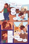 abz alternating_focus anthro ash_(abz) canid canine canis cheek_tuft clothing comic controller digital_drawing_(artwork) digital_media_(artwork) ear_piercing english_text facial_piercing facial_tuft fennec fluffy fluffy_tail fox fur fur_markings furniture game_controller group highlights_(coloring) hoodie infantilism inner_ear_fluff kali_(artist) mammal markings miko_(abz) narrowed_eyes neck_tuft nonbinary_(lore) nose_piercing onesie pajamas piercing procyonid ring-tailed_cat smile smirk sofa speech_bubble tail text tongue topwear trans_(lore) tuft wolf zee_(abz)
