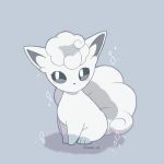  alolan_vulpix animal_focus artist_name black_eyes commentary_request grey_background highres iwasi_29 multiple_tails no_humans no_mouth pokemon pokemon_(creature) shadow simple_background sitting tail twitter_username white_fur 