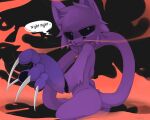 absurd_res ambiguous_gender anthro catnap_(poppy_playtime) claws critters_(poppy_playtime) dialogue domestic_cat felid feline felis gas hi_res male mammal poppy_playtime presto_(artist) purple_body smoke solo