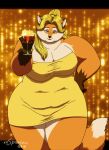 2018 alcohol anthro artist_name bedroom_eyes belly beverage big_breasts blonde_hair bracelet breasts canid canine clothing container cup digital_media_(artwork) dress drinking_glass eyeshadow female fox fur glass glass_container glass_cup hair hi_res huge_breasts jewelry makeup mammal michelle_(xxsparcoxx) multicolored_body multicolored_fur narrowed_eyes orange_body orange_fur overweight overweight_anthro overweight_female seductive solo thick_thighs two_tone_body two_tone_fur wide_hips wine wine_glass xxsparcoxx