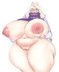 anthro areola big_breasts boss_monster bovid breasts caprine clothed clothing curvy_figure eyewear female floppy_ears fur genitals glasses horn huge_breasts kenjo long_ears mammal mature_anthro mature_female nipples pink_areola pink_nipples purple_eyes pussy raised_clothing signature solo thick_thighs toriel undertale undertale_(series) voluptuous white_body white_fur wide_hips