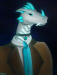 anthro blue blue_eyes dragon hi_res lysforth male solo white_body