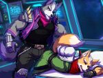  5_fingers absurd_res anthro biceps big_muscles canid canine canis clothed clothing drks duo fingers fox fox_mccloud fur grey_body grey_fur hair hi_res male male/male mammal muscular muscular_anthro muscular_male nintendo star_fox video_games wolf wolf_o&#039;donnell 