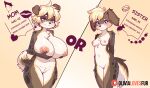 absurd_res amateur big_breasts breast_squeeze breasts canid canine choose confident_female dominant dominant_female duo female female/female hi_res looking_down love mammal markings mature_female nipples olivia_loves_fur shy small_breasts spots spotted_markings submissive submissive_female tall text undercut