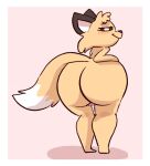 anthro big_butt blush butt canid canine deadlycomics_(copyright) female fox genitals mammal pussy sandals_(deadlycomics) shaded simple_background simple_shading smile smiling_at_viewer smirk smirking_at_viewer solo tail wide_hips zexium