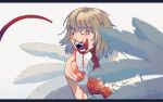 blood blood_from_mouth blood_in_mouth blood_on_face blood_on_hand bodily_fluids delicious_in_dungeon falin_touden feathered_wings feathers female hi_res hornyharpy human humanoid mammal solo tail wings