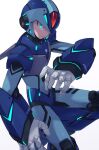  1boy adapted_costume armor artist_name blue_eyes forehead_jewel helmet highres mega_man_(series) mega_man_x_(series) robot shoulder_armor simple_background solo vani_(hisha_04) white_background x_(mega_man) 