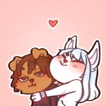 &lt;3 animated anthro arctic_fox canid canine canis clothing domestic_dog dreadlocks duo ear_piercing female fox hi_res holidays hoodie isabelle_(palmtrees) kiari_(palmtrees) male male/female mammal piercing potcake_dog romantic romantic_couple topwear valentine&#039;s_day