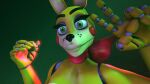 2019 3d_(artwork) 5_fingers animatronic anthro black_nose digital_media_(artwork) eyebrows eyelashes female fingers five_nights_at_freddy&#039;s green_eyes jdthefnaffan jewelry lagomorph leporid living_machine machine mammal necklace necktie rabbit robot scottgames solo spring_bonnie_(fnaf) yellow_body