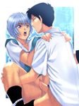  1boy 1girl ayanami_rei bottomless censored gainax held_up homare_(artist) homare_(fool's_art) ikari_shinji incest neon_genesis_evangelion penis pussy sex suspended_congress vaginal 