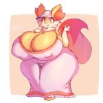 big_breasts breasts clothing dress female fennekin generation_6_pokemon hi_res huge_breasts hyper hyper_breasts lightmizano niki_(dofunut) nintendo pokemon pokemon_(species) short_stack simple_background solo thick_thighs