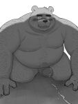 2024 anthro bear belly big_belly blush bodily_fluids censored cum cute_fangs erection genital_fluids genitals hi_res humanoid_hands kemono kick_(artist) male mammal moobs navel nipples overweight overweight_male penis solo