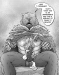  absurd_res ambiguous_gender anthro armor balls blaidd_(elden_ring) bodily_fluids bottomless canid canine canis cloak clothed clothing cum cumshot dialogue duo ejaculation elden_ring erection faceless_character fangs ffog fur genital_fluids genitals grey_body grey_fur handjob hi_res human interspecies looking_pleasured male male/ambiguous mammal muscular muscular_anthro muscular_male one_eye_closed open_mouth penile penis sex sitting tarnished_(elden_ring) teeth text tongue wolf 
