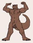 4:5 abs absurd_res anthro arms_bent balls barefoot body_hair brown_body chest_hair clothing feet finally_faded genitals gesture hi_res himbo ledange looking_at_viewer male mammal muscular muscular_anthro muscular_male mustelid nipples nude otter penis pose presenting pubes pubes_exposed raised_arms raul_(finally_faded) showing_teeth simple_background smile solo spread_arms standing tuft whiskers