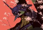  cherry_blossoms eva_01 from_side grey_eyes horns leonardo_vincent mecha neon_genesis_evangelion no_humans pink_background science_fiction single_horn solo 