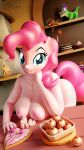 3d_(artwork) absurd_res anthro blender_(software) breasts cake candy cheese_sandwich_(mlp) cutie_mark dessert digital_media_(artwork) duo earth_pony equid equine female food friendship_is_magic gummy_(mlp) hair hasbro hi_res hornyforest horse looking_at_viewer macro male male/female mammal my_little_pony nipples nude pink_hair pinkie_pie_(mlp) pony smile