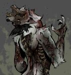 absurd_res anthro arthropod blood bodily_fluids bodyhorror bone canid canine canis corpse dipteran food gore hi_res insect kolkolukija larva maggot male mammal meat pus ribs rot rotting solo uncanny undead wolf zombie