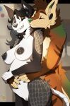 anthro areola black_areola black_nipples breasts canid canine canis duo ear_piercing female hi_res holding_from_behind honeydew_stars kissing_cheek male male/female mammal nipple_piercing nipples nude piercing pregnant pregnant_anthro pregnant_female wolf