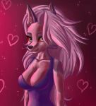  &lt;3 2022 absurd_res anthro big_breasts black_nose blue_clothing breasts canid canid_demon canine canis cleavage clothed clothing demon demongirl_demoness digital_drawing_(artwork) digital_media_(artwork) eyebrows female fur grey_body grey_fur grey_hair hair hellhound helluva_boss hi_res inner_ear_fluff loona_(helluva_boss) mammal multicolored_body multicolored_fur portrait red_sclera shaded simple_background solo star tuft white_body white_eyes white_fur wolf 