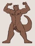 4:5 abs absurd_res anthro arms_bent balls barefoot body_hair brown_body chest_hair clothing feet finally_faded genitals gesture hi_res himbo looking_at_viewer male mammal muscular muscular_anthro muscular_male mustelid nipples nude otter penis pose presenting pubes pubes_exposed raised_arms raul_(finally_faded) showing_teeth simple_background smile solo spread_arms standing tuft whiskers