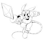2024 action_pose american_opossum anaugi anthro black_and_white boots clenched_teeth clothing eyewear footwear goggles hi_res holding_object holding_weapon knight konami male mammal marsupial melee_weapon monochrome pose rocket_knight_adventures simple_background sketch solo sparkster sword tail teeth warrior weapon white_background