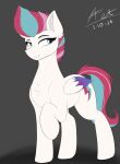 absurd_res astrum_(artist) chest_tuft digital_media_(artwork) equid equine female feral hasbro hi_res hooves horse inner_ear_fluff lidded_eyes looking_sideways mammal mlp_g5 my_little_pony my_little_pony:_a_new_generation mythological_creature mythological_equine mythology pegasus pony raised_hoof raised_leg simple_background smile solo solo_focus standing tuft wings zipp_storm_(mlp)