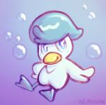  ambiguous_gender anatid anseriform anthro avian beak big_eyes bird clothing duck front_view hat headgear headwear hi_res looking_at_viewer membrane_(anatomy) nemugon quaxly solo underwater water webbed_feet wings 