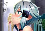  after_fellatio aqua_eyes aqua_hair black_choker choker cum cum_in_mouth cum_overflow facial hair_ornament hairclip ninopal sinon stray_pubic_hair sword_art_online tally tongue tongue_out unworn_clothes 