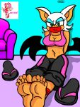  5_toes amy_rose ankles_tied anthro bdsm bondage bound breasts chiropteran clothing discarded_shoes feet female flip_flops foot_fetish footwear gag gagged hi_res mammal ohmfancervice poster rouge_the_bat sandals sega solo sonic_the_hedgehog_(series) sweatpants tape tape_gag toes toes_tied 