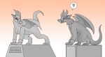  armor collar dominant dominant_female duo evening female feral gargoyle headgear helmet hi_res horn male male/female pencil_bolt rock solo structure sunset tongue tongue_out 