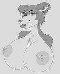  anthro beastars big_breasts breasts canid canine canis digital_media_(artwork) female fur hi_res huge_breasts hyper juno_(beastars) looking_at_viewer mammal nipples nude one_eye_closed solo tongue tongue_out unluckyoni wink wolf 