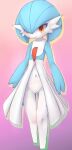  blue_body bunnag female gardevoir genitals hi_res navel nintendo pink_background pok&eacute;mon pok&eacute;mon_(species) pussy shiny_gardevoir shiny_pok&eacute;mon simple_background solo standing video_games white_body 