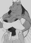 2024 4_fingers absurd_res anthro anthro_on_anthro anubian_jackal areola areola_slip big_areola big_breasts big_snout biped boob_hat bottomwear bracelet braided_hair breasts canid canine canis cleavage cleavage_overflow clothed clothed_anthro clothed_female clothing common_hippopotamus curved_eyebrows dark_areola dark_body dark_hair dark_nose digit_ring digital_drawing_(artwork) digital_media_(artwork) doctordj dreadlocks duo egyptian_headdress egyptian_mythology eyebrows eyelashes female fingers greyscale hair hand_on_breast hand_on_own_breast hi_res hippopotamid huge_areola huge_breasts humanoid_hands ineffective_clothing interspecies jackal jewelry larger_female long_hair looking_down male male/female mammal marvel marvel_cinematic_universe middle_eastern_mythology monochrome moon_knight_(series) mythology obscured_eyes ring_(jewelry) size_difference sketch smaller_male smile smirk snout standing surprise taweret taweret_(moon_knight) teeth thick_arms thick_neck thin_eyebrows three-quarter_view topless topless_anthro topless_male topwear