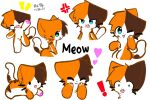 anthro blue_eyes brown_body brown_fur domestic_cat felid feline felis fur male male/male mammal meow meowri model_sheet orange_body orange_fur paws references solo white_body white_fur