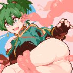  1girl animated animated_gif ass breasts censored commission earrings fire_emblem fire_emblem:_the_blazing_blade green_eyes green_hair jewelry large_breasts lyn_(fire_emblem) momiahair pixel_art skeb_commission tentacle_sex tentacles thighs 