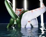  3d_(artwork) anus balls butt dave_(felkin) digital_media_(artwork) dragon duo enfrair felkin feral genitals hi_res light male mikeiscool12345 presenting presenting_anus presenting_hindquarters roxaszy98 water wet 