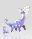  amaura animal_focus aurorus blue_eyes blue_skin colored_skin commentary crystal dinosaur english_commentary grey_background highres no_humans pokemon pokemon_(creature) reflection robin_(pixelated_robin) simple_background tail 