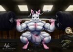 abs absurd_res anthro background_character balloon_with_face balls barbell biceps big_balls big_muscles big_penis black_penis blue_eyes blue_penis bodily_fluids bone bow_ribbon clothed clothing demon demonsylveon detailed_background digital_media_(artwork) digitigrade eeveelution erection exercise falling feet fur fur_tuft generation_6_pokemon genital_fluids genitals glass glistening glistening_eyes gym hi_res humanoid_genitalia humanoid_penis looking_at_viewer male muscular muscular_anthro muscular_male nintendo nipples nude paws pecs penis plant pokemon pokemon_(species) precum reflection scared_face signature skull skull_head sliding_back solo sylveon tape text tiotiored tuft underwear vein veiny_arms veiny_muscles veiny_pecs veiny_penis weightlifting weights wet wet_clothing wet_underwear white_body window workout