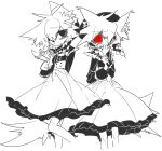  @_@ animal_ears black_eyes cat_ears dress greyscale highres meyou_0319 monochrome open_mouth original red_eyes sketch tail tears white_background 