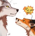  2022 black_nose blep canid canine canis digital_media_(artwork) duo english_text flashlioness fox hair mammal orange_hair smile text tongue tongue_out wolf 